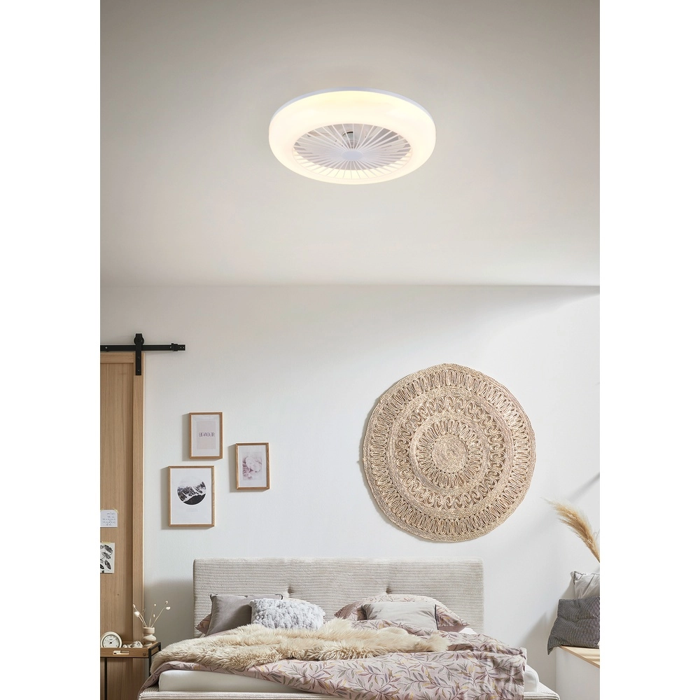Ceiling fan Mora white with lamp Trio 4017807650419