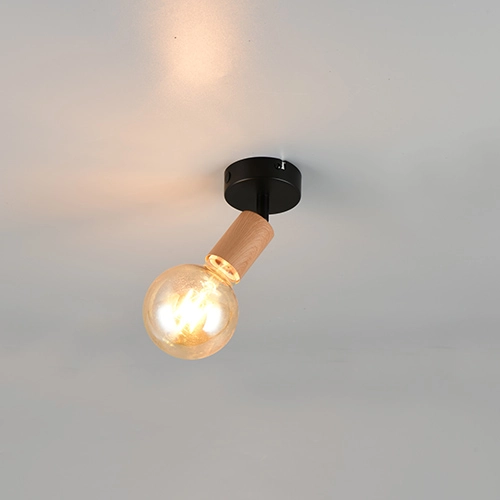 Ceiling lamp Lamego black with wood