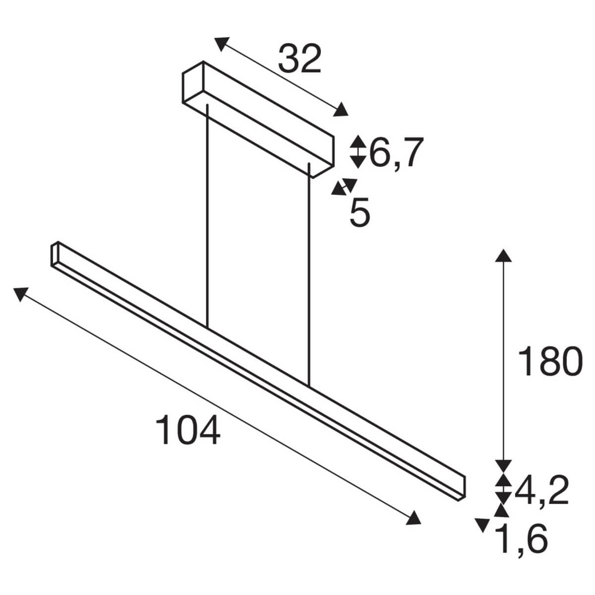Black pendant lamp One Linear 2x10w - 104cm SLV 4024163262682