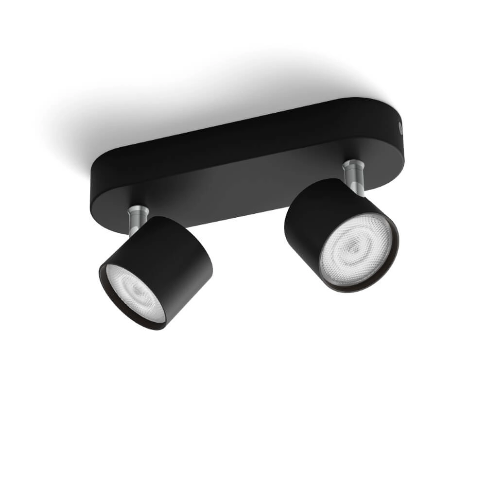 Black led ceiling spot Star 2-light