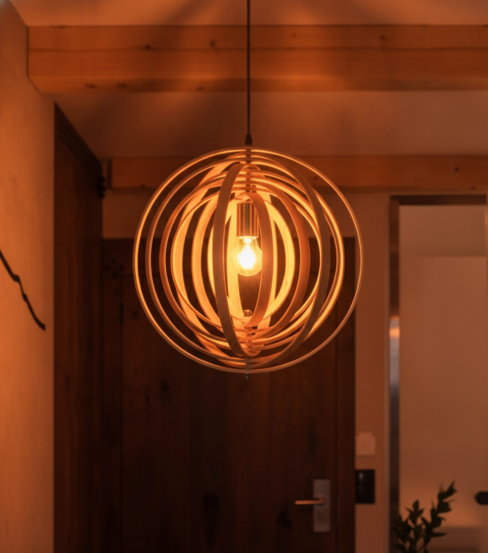 Modern pendant lamp Asco wood Ø 43cm