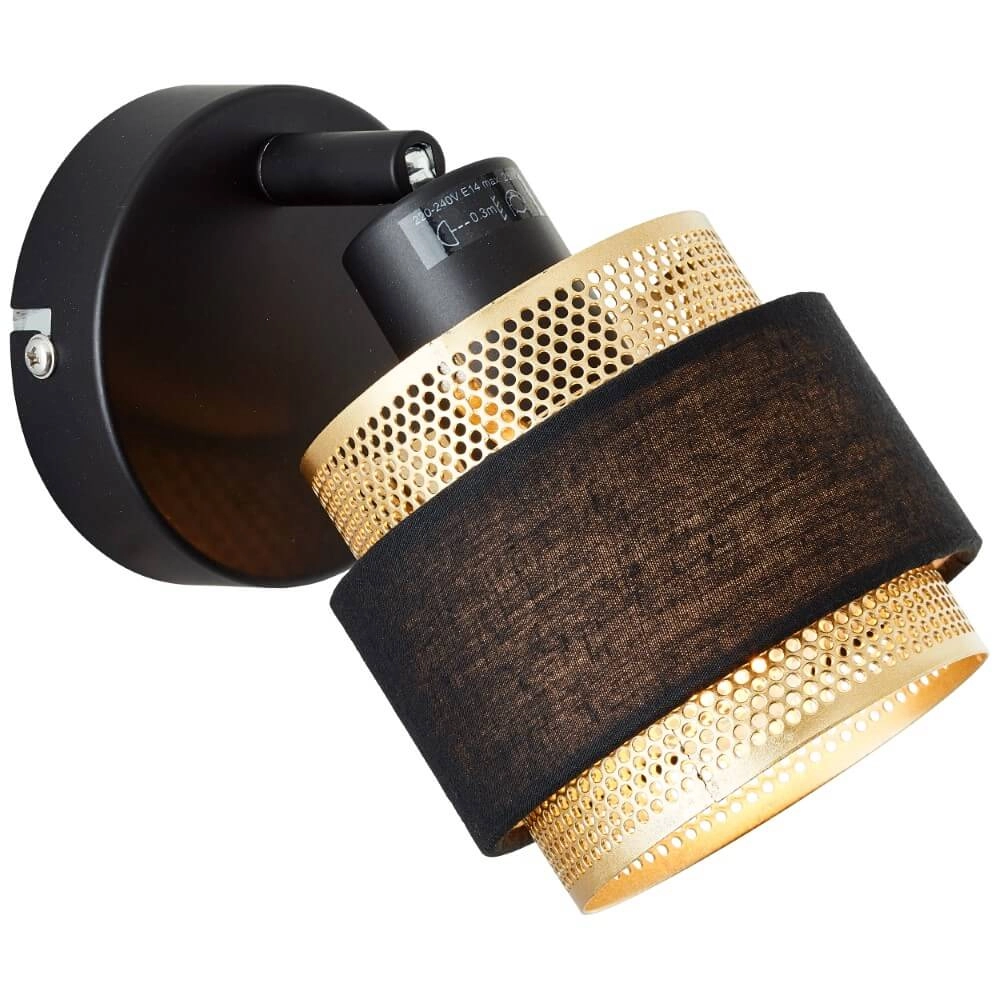 Black with gold wall lamp Grove 1-light Brilliant 4004353424106