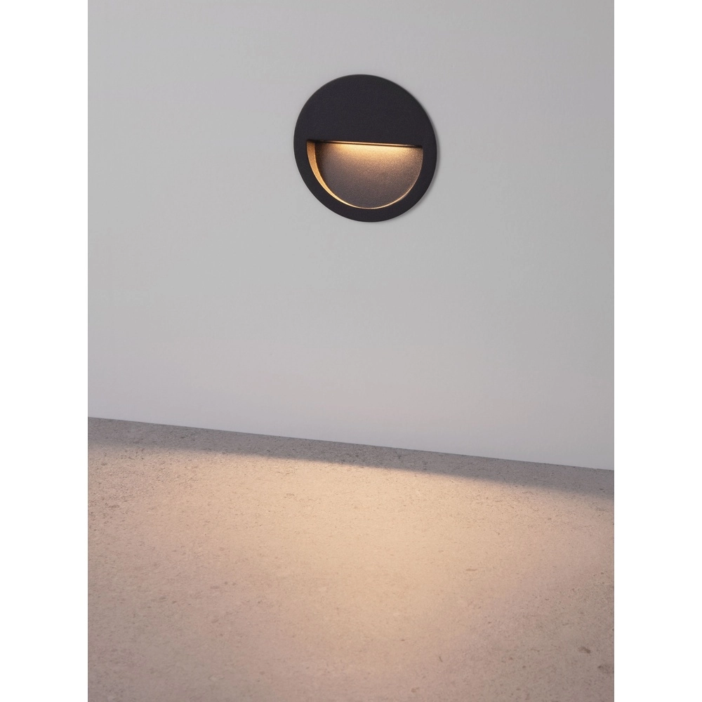 Round recessed wall lamp Sete Black