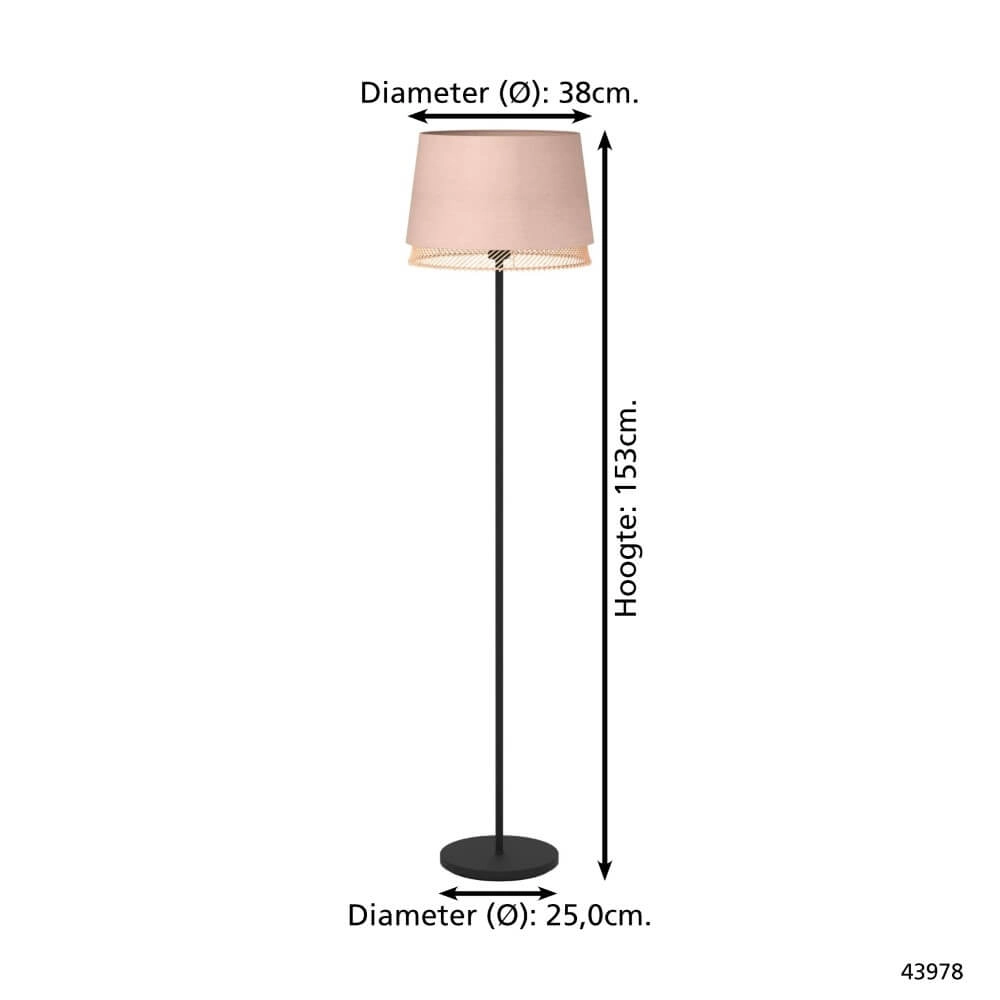 Floor lamp Tabley linen with rattan Eglo 9002759439781