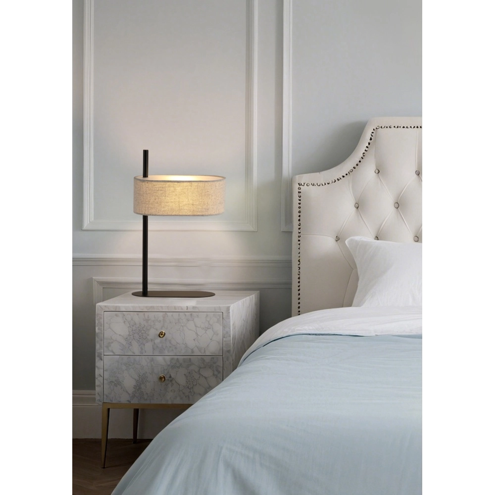 Table lamp Hessian black with linen shade Searchlight 5053423296715