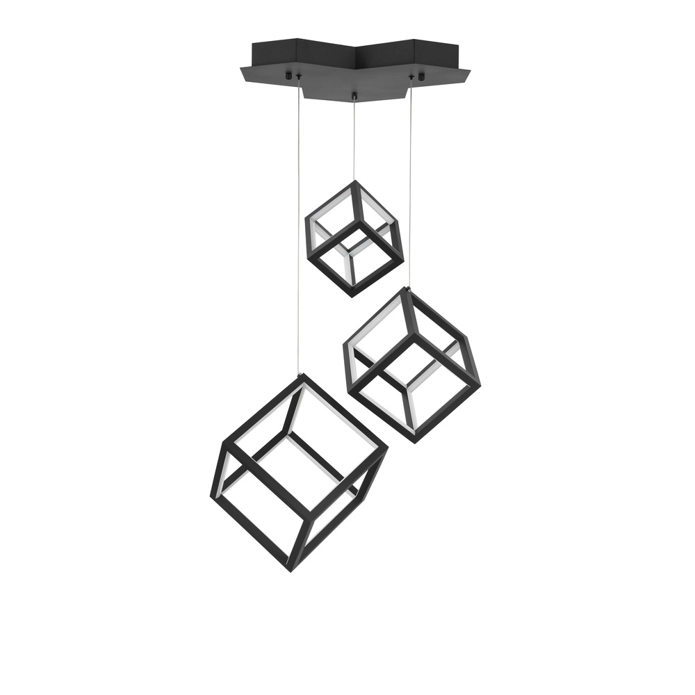 Square pendant lamp Gabbia Black Triple Lyora 5212017423412