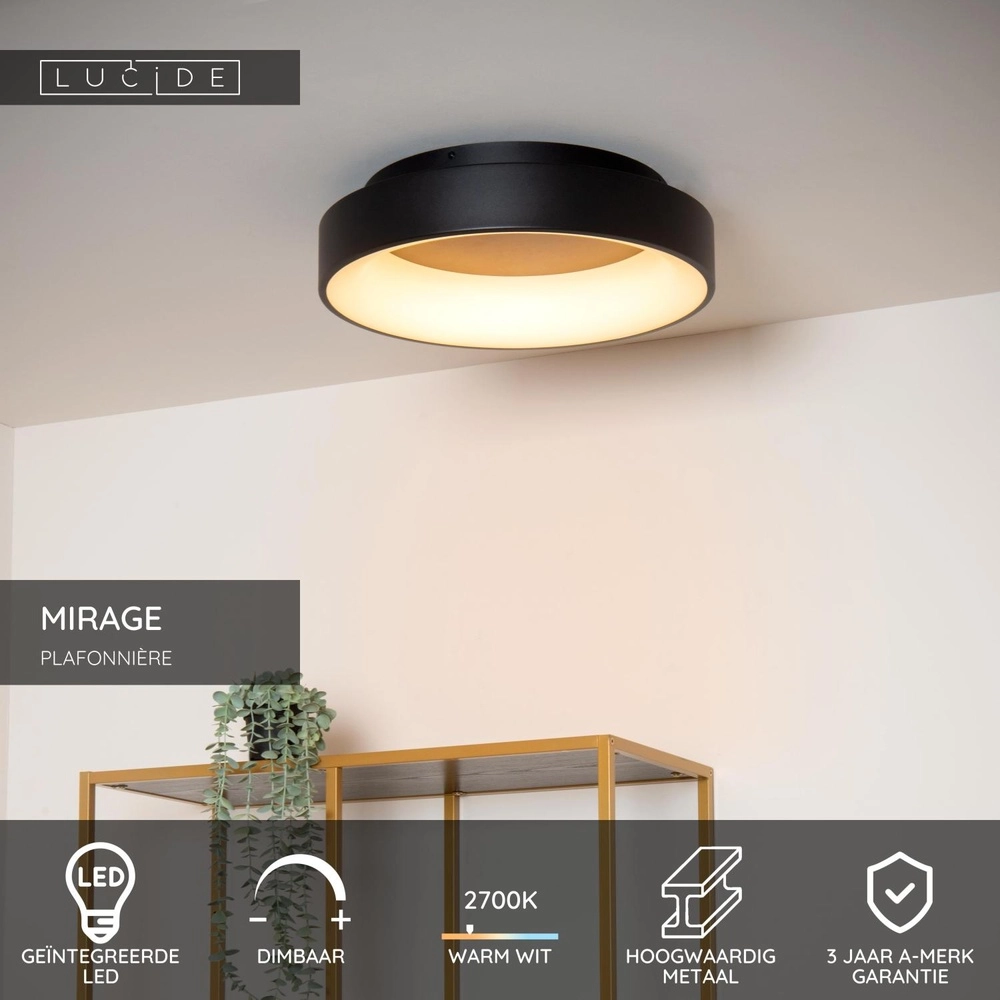 Ceiling lamp Mirage Ø 45cm black Lucide 5411212361226