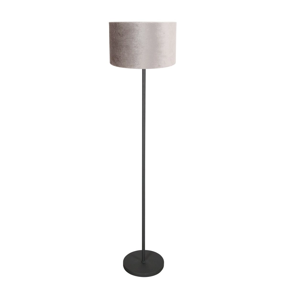Black floor lamp Noor with grey hood