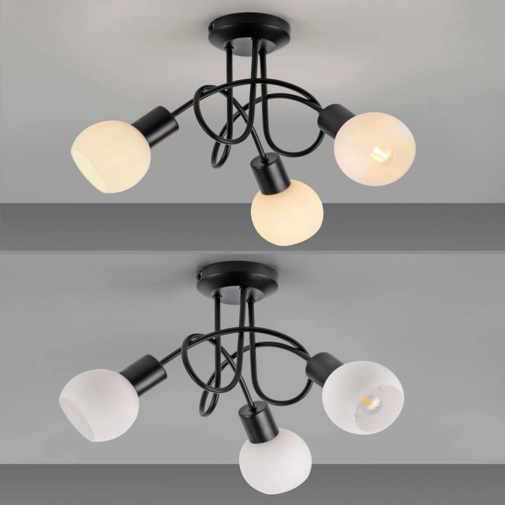 Black ceiling lamp Loki 3-light curl Just Light 4043689000783