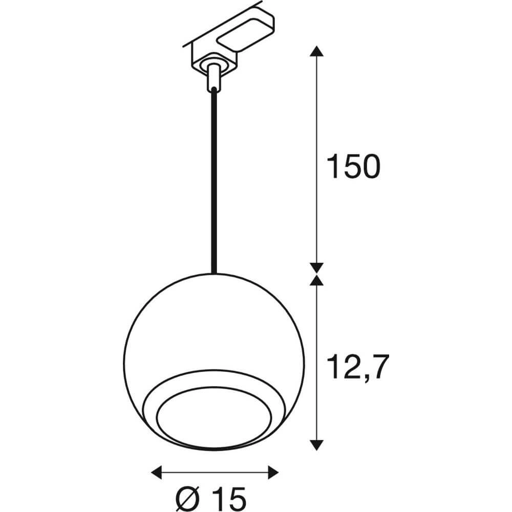 Pendant light for rail Light Eye 150 black 3-phase Ø 15cm SLV 4024163295505