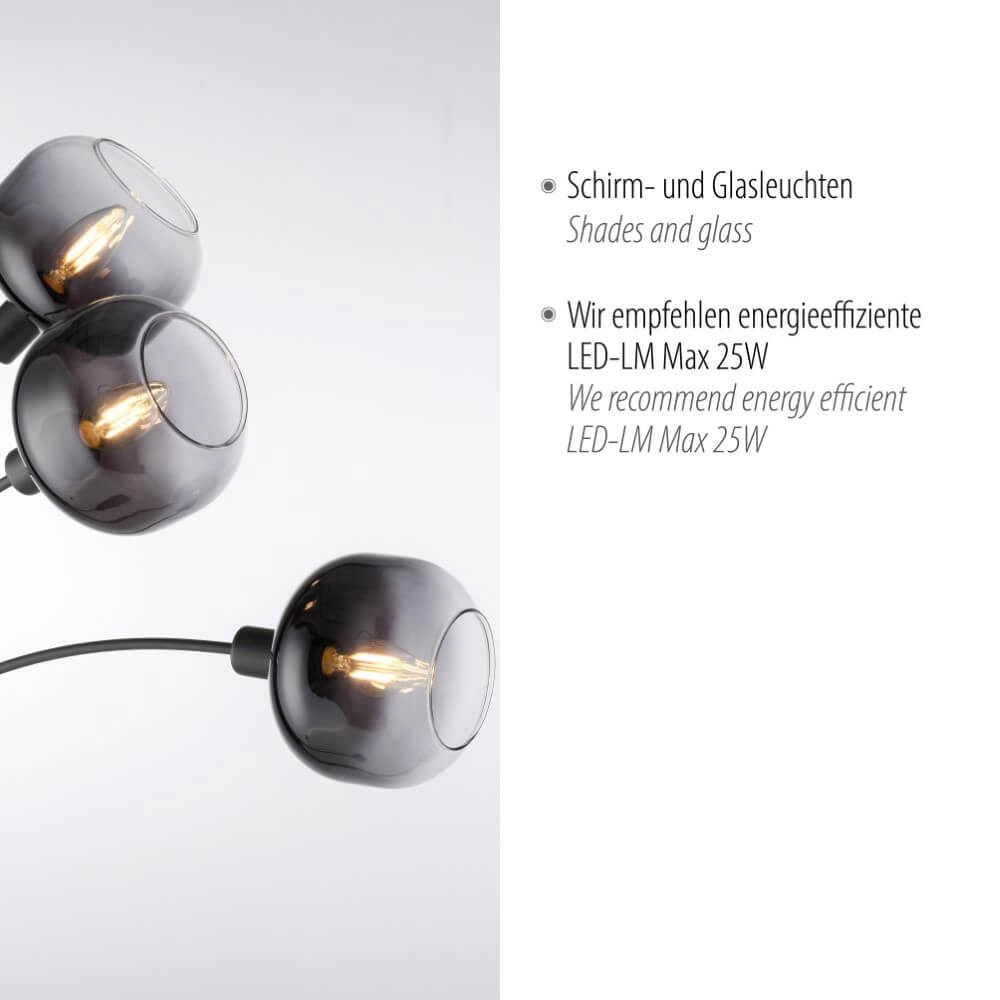 Black floor lamp Zea 3-light Just Light 4043689993764