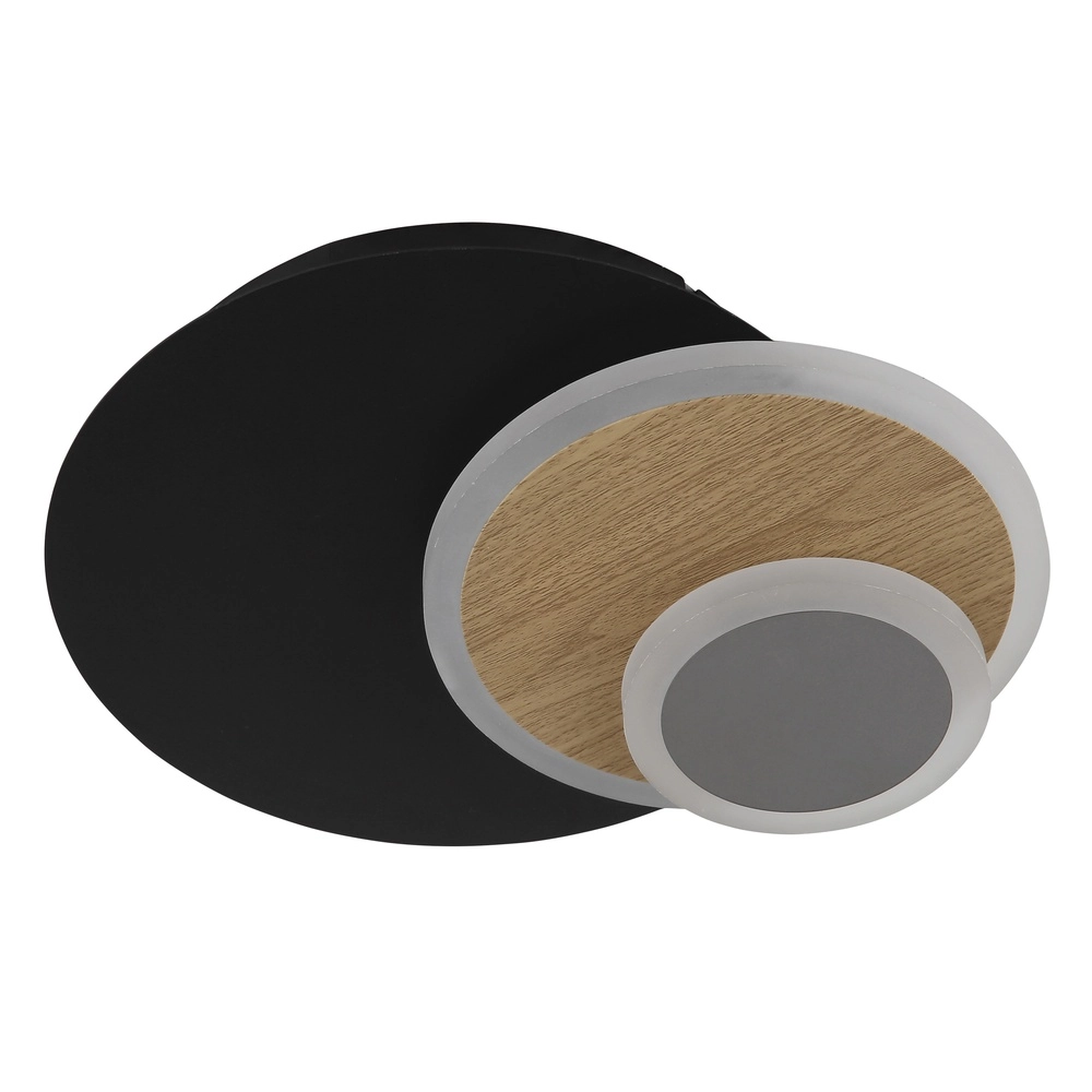 Black wall lamp Odonell with wood Globo 9007371566419