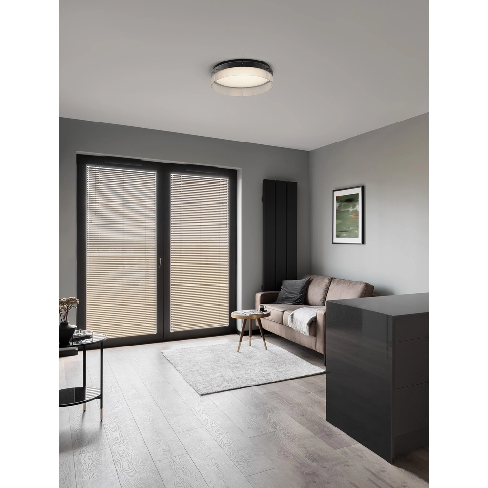 Design ceiling lamp Pauline black with glass Ø 55cm Lyora 5212017445407