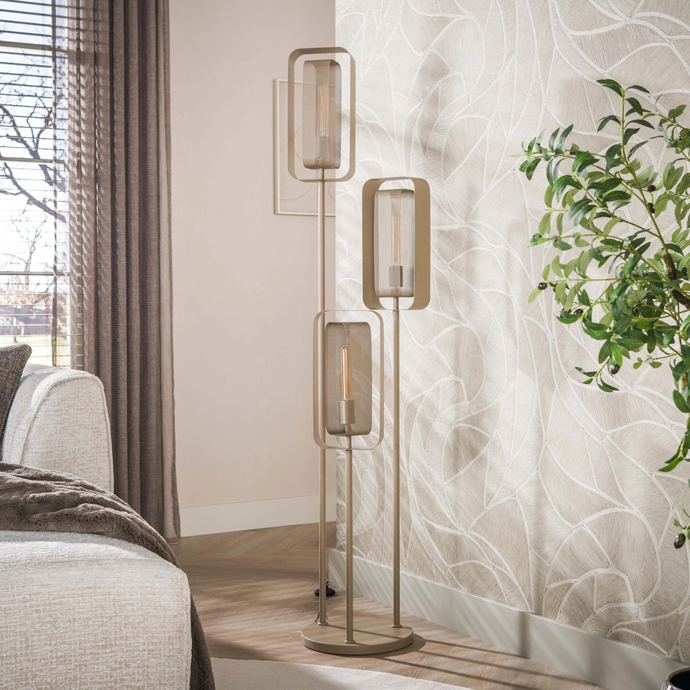 Unieke vloerlamp Mesh zand bruin Lyora 8716803515130