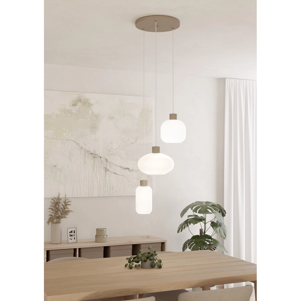 Design pendant lamp Dasmina sand brown with white 3-lights