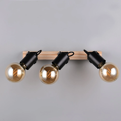 Ceiling lamp 3-lights Lynar black with wood Trio 4017807671995
