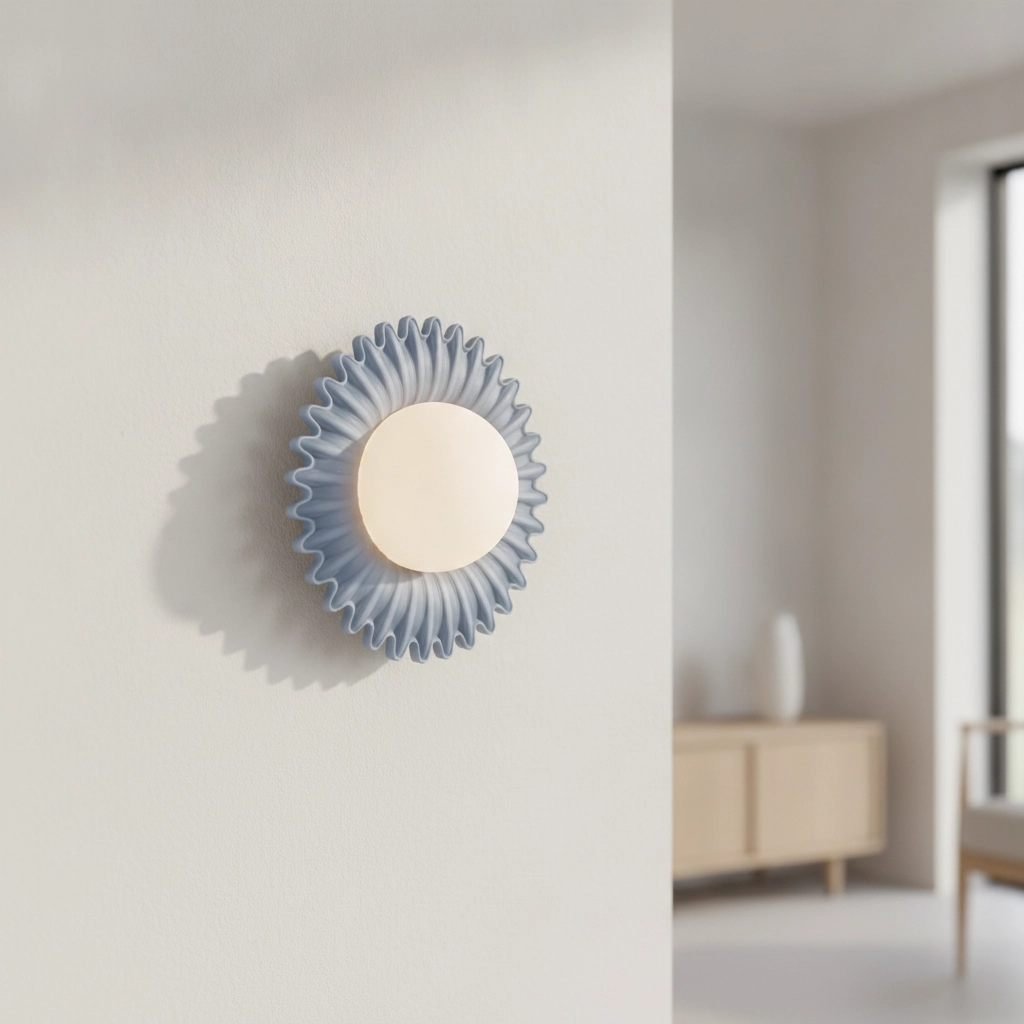 Wall lamp Petel blue with white glass