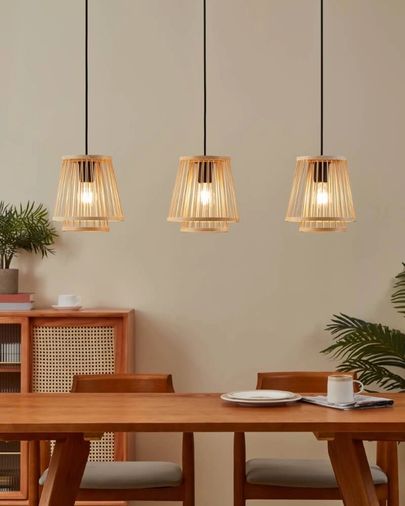 Wooden pendant lamp Hykeham 3-light Eglo 9002759438531