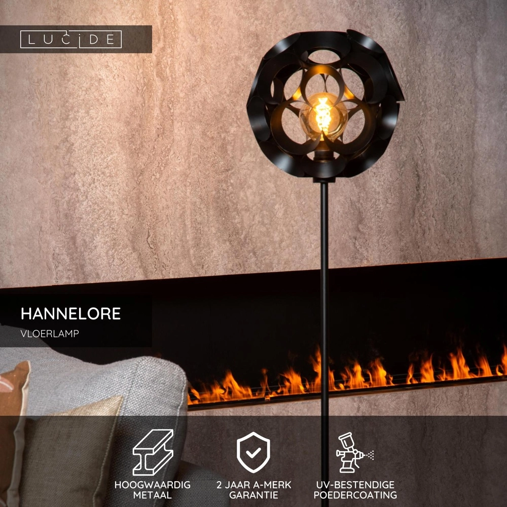 Floor lamp Hannelore Black Lucide 5411212106285