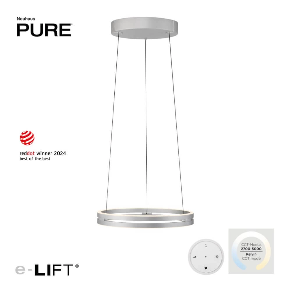 Sleek hanging lamp Pure E-Loop aluminum Paul Neuhaus 4012248372272