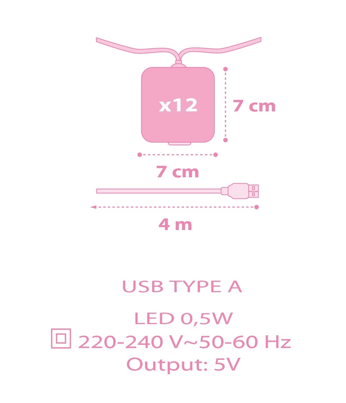 String lights Unicorns pink for children's room Dalber 8420406415956