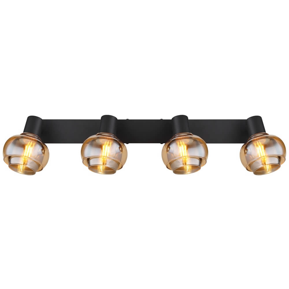 Black ceiling lamp Tokki 4-light amber smoke glass Globo 9007371446032
