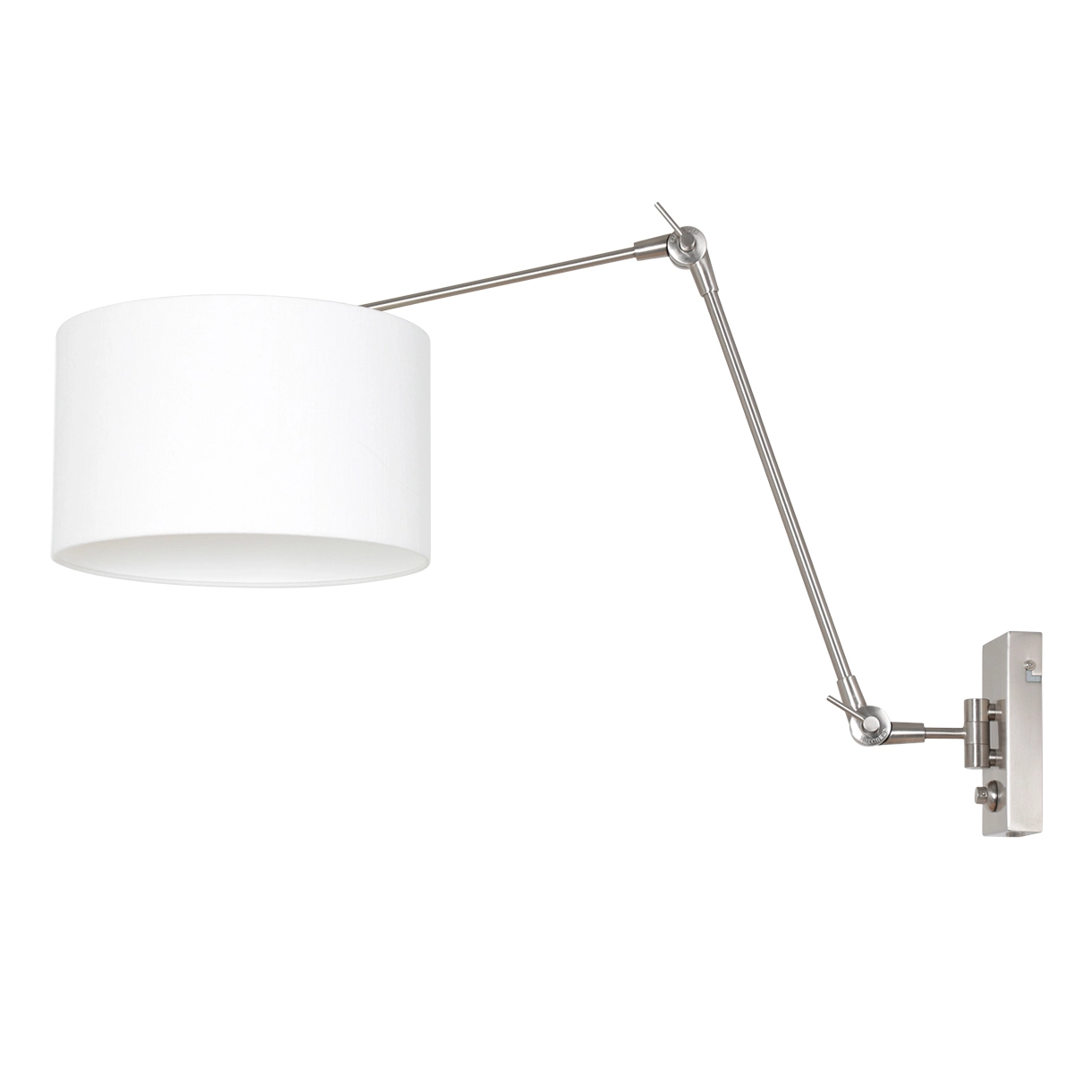 Wall Reading Lamp Prestige Chic Stainless steel with 30cm white linen shade