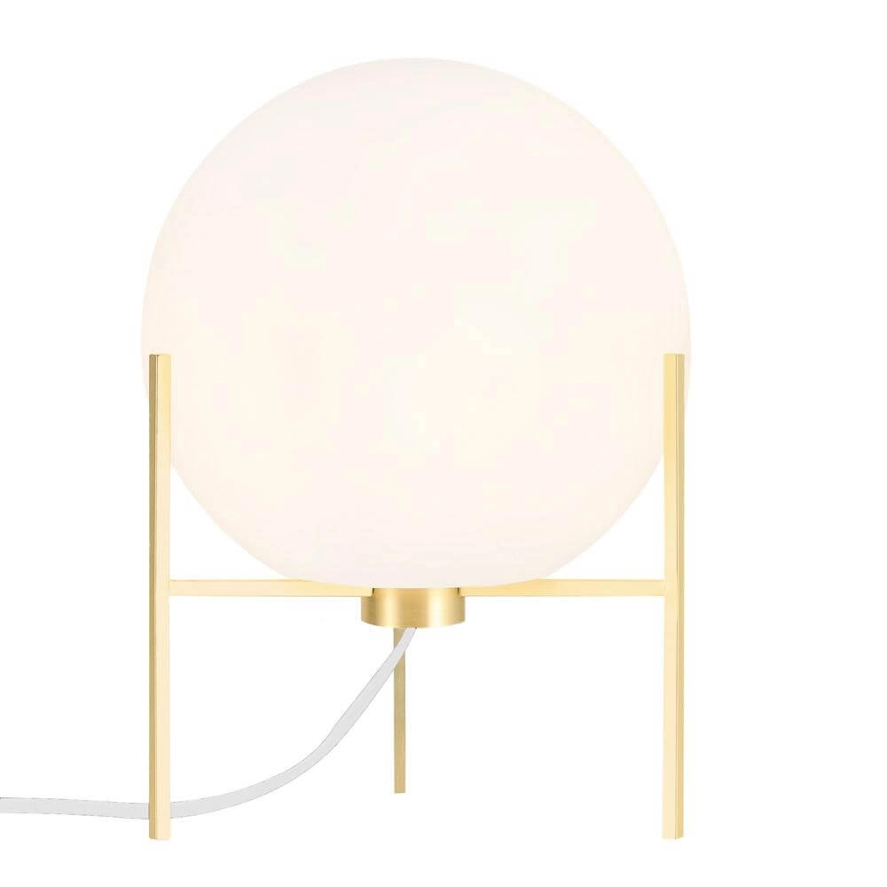 Glass table lamp Alton brass with white glass
