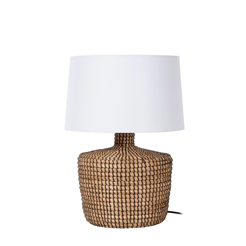 Seagrass table lamp Ambala Ø 35cm - brown with white shade Premium by Lucide 5411212106100