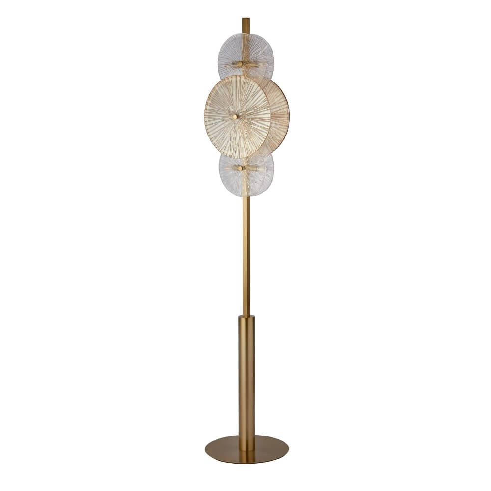 Golden floor lamp Wagon Wheel 151cm high