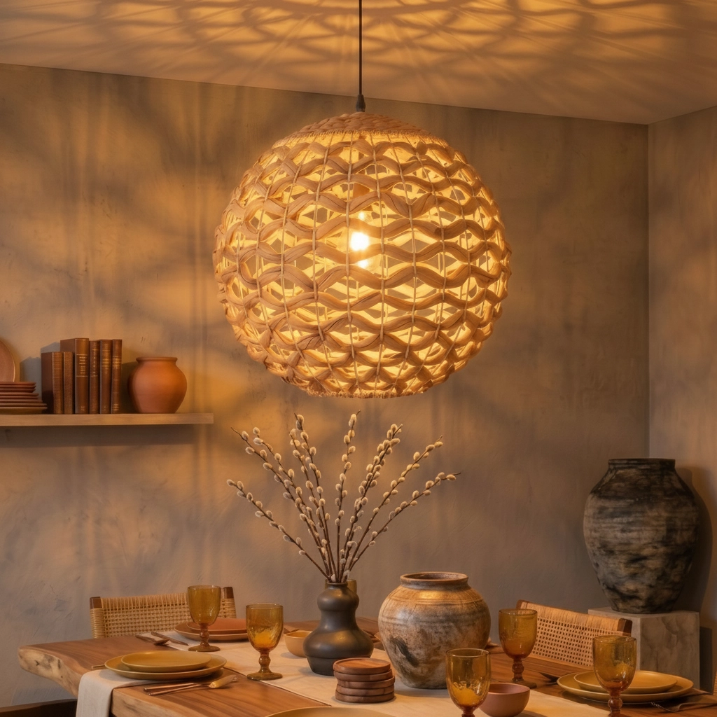 Rattan pendant lamp Griffin Ø 50.5cm