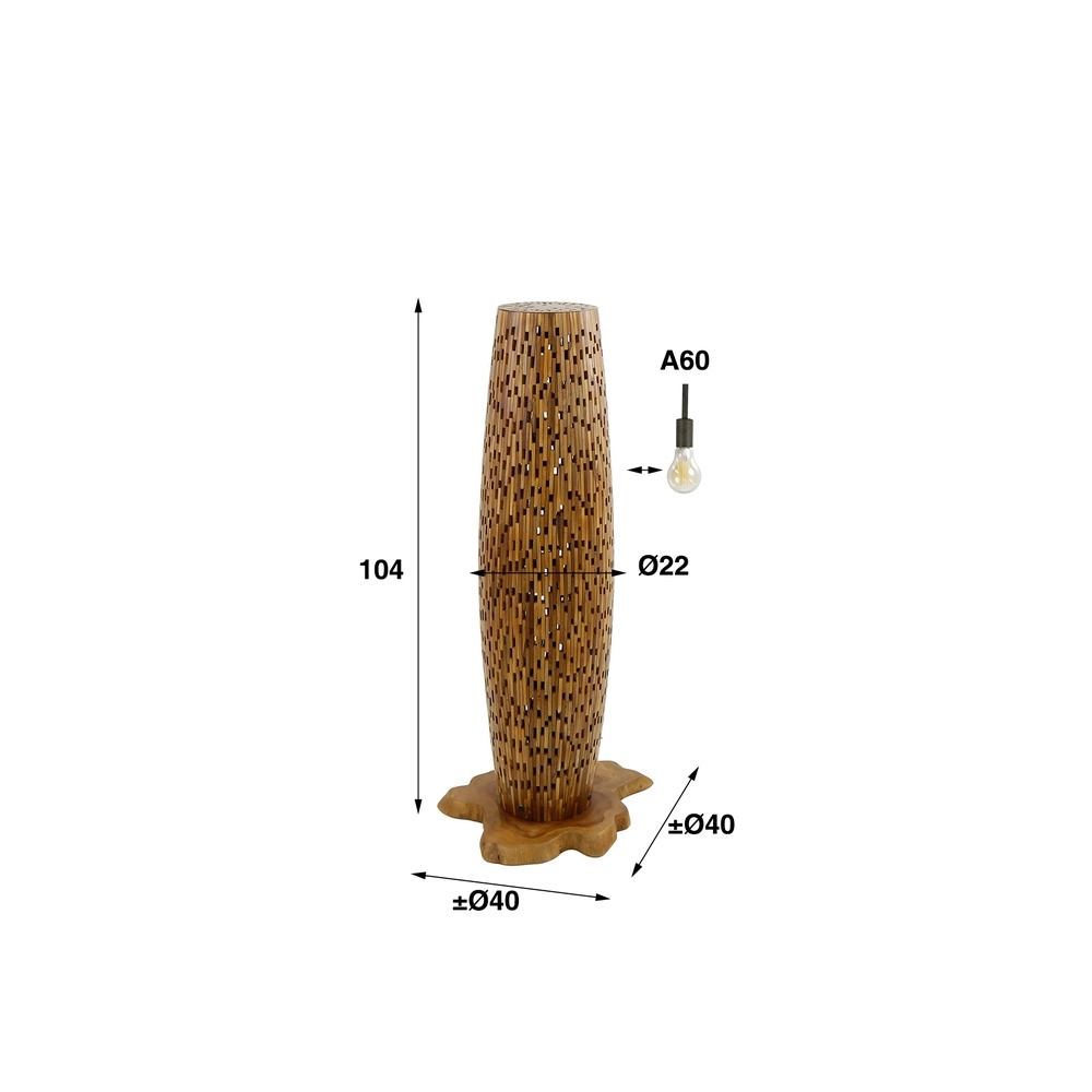 Wooden floor lamp Bars teak - 104cm - Ø 40cm Lyora 8716803512788