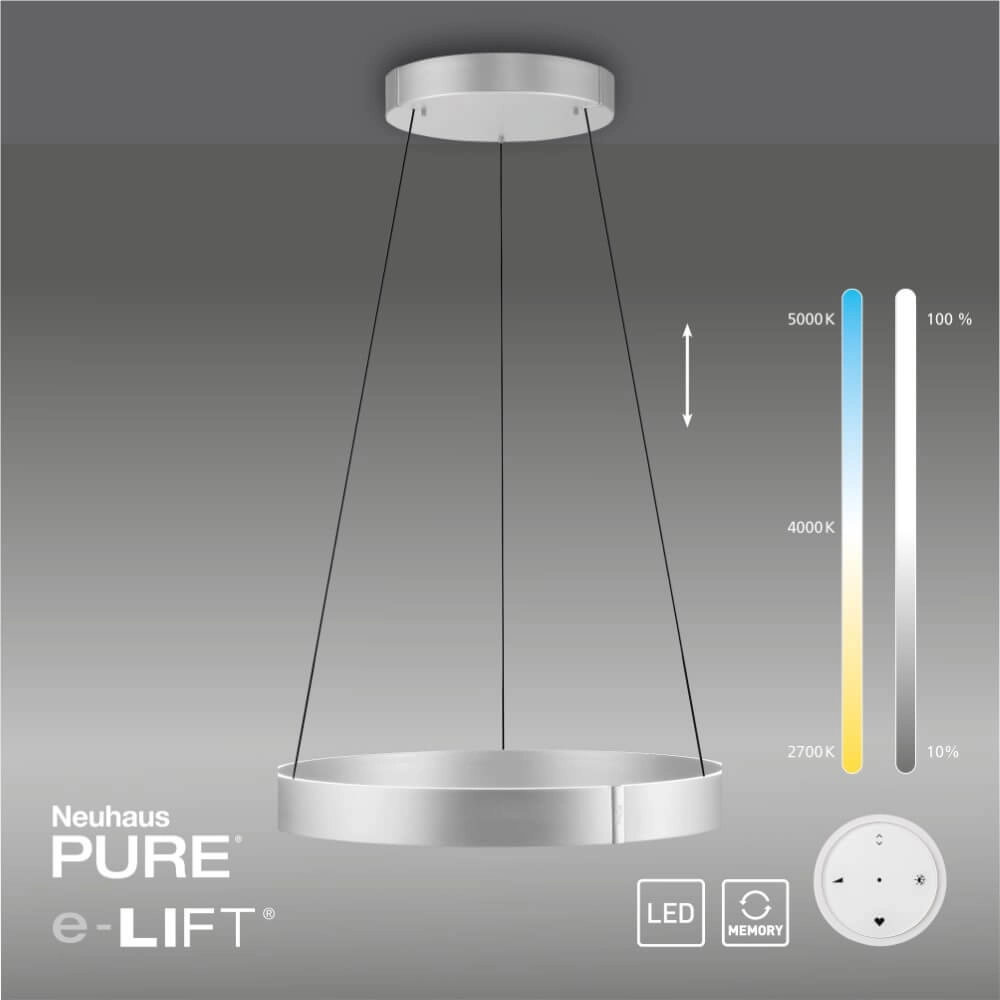 Round hanging lamp Pure E-Clipse aluminum Ø 70cm Paul Neuhaus 4012248372364