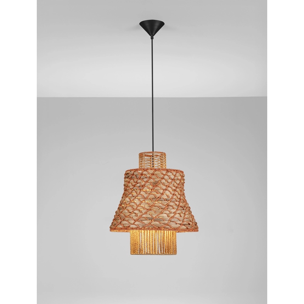 Rattan pendant lamp Mande brown with orange