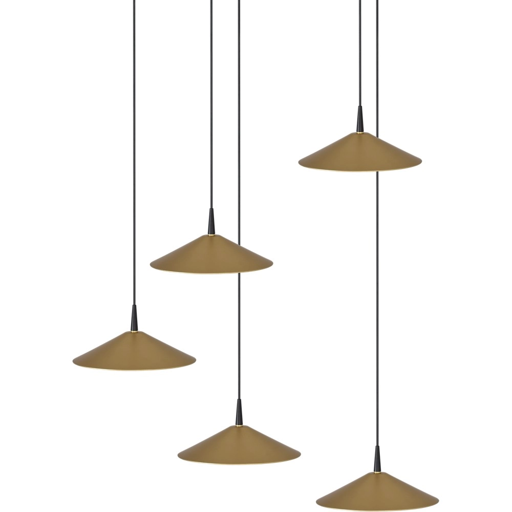 5-light pendant lamp Ceppo black with gold Ø 22cm round Masterlight 8718121358734