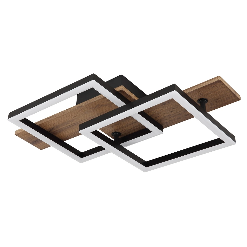 Design ceiling lamp Jeffry black with wood 44cm Globo 9007371507597