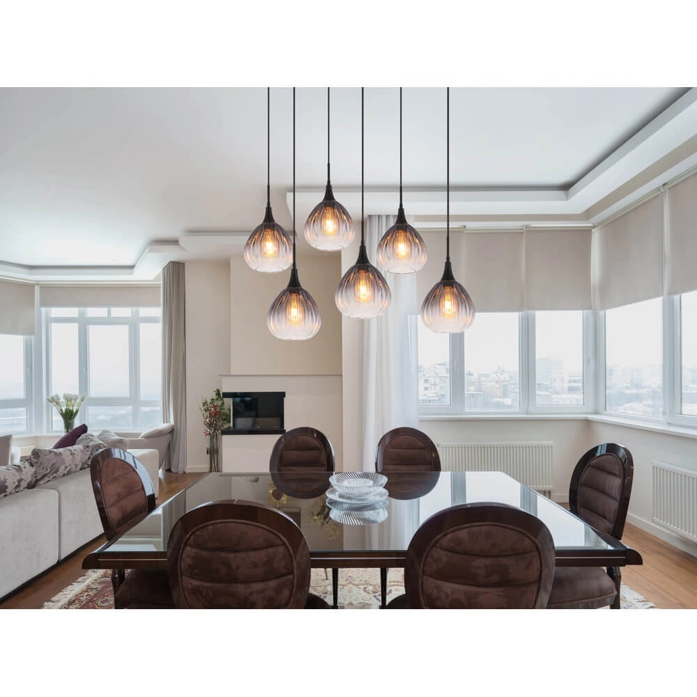Black pendant lamp Olsen 6-light Globo 9007371447817