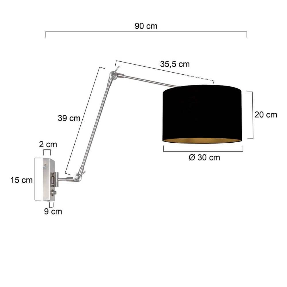 Wall lamp Prestige Chic metal with black shade Steinhauer 8712746175677