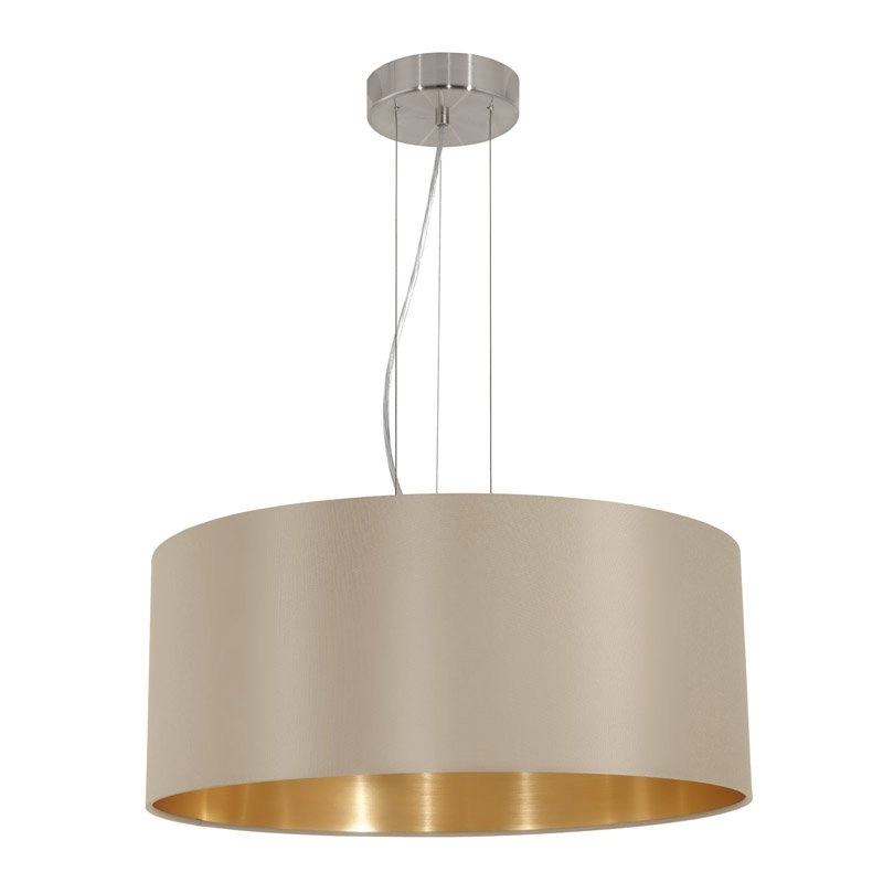 Country Pendant Lamp Maserlo 53cm taupe with gold