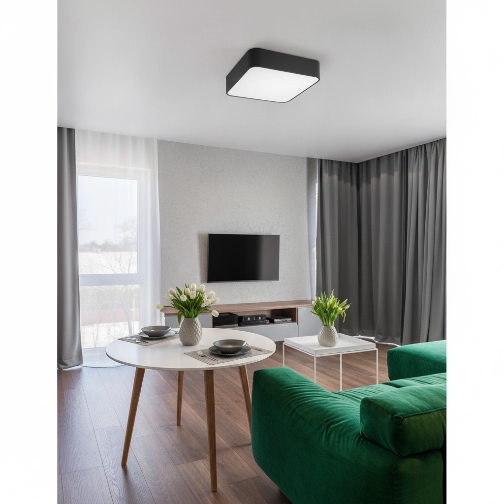 Square ceiling lamp Ragu black 36cm