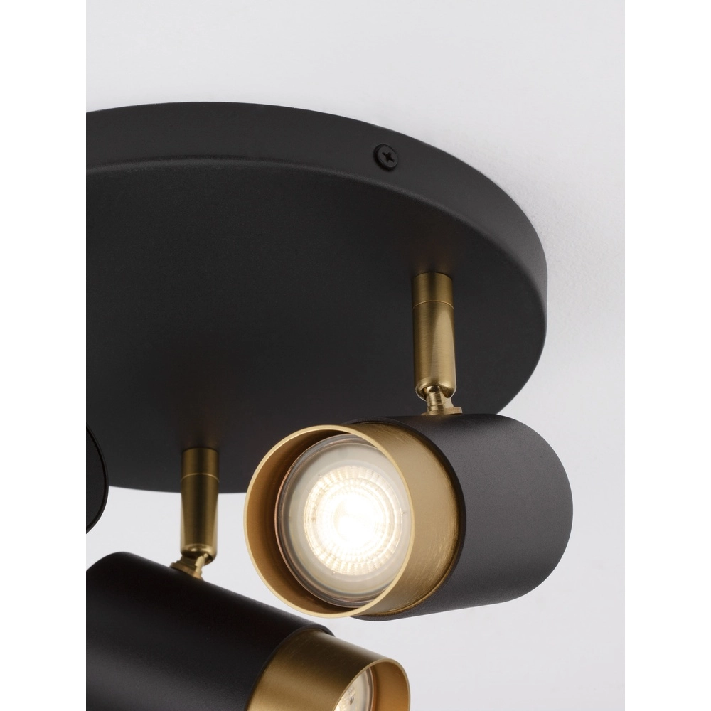 Ceiling spotlight Pogno 3-light black with gold round Lyora 5212017430878