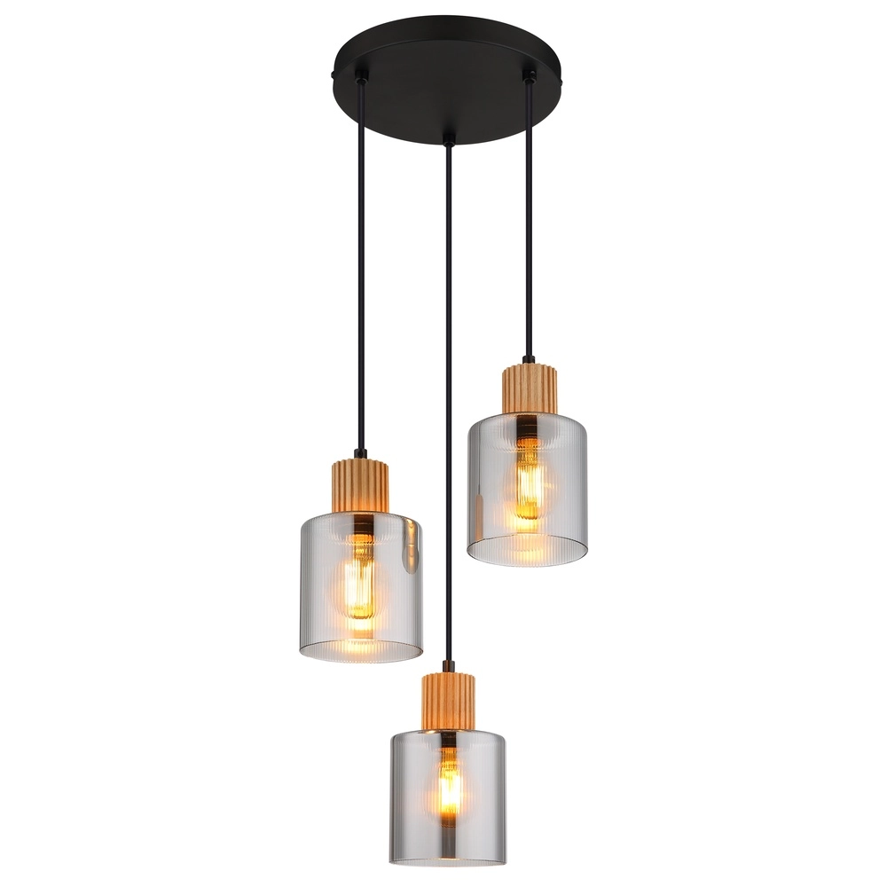Design pendant lamp Aleidis 3-light round black