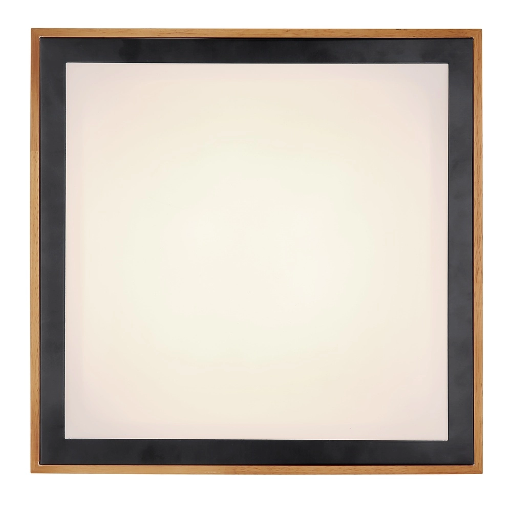 Ceiling lamp Bruno 39cm square black with wood Globo 9007371433469