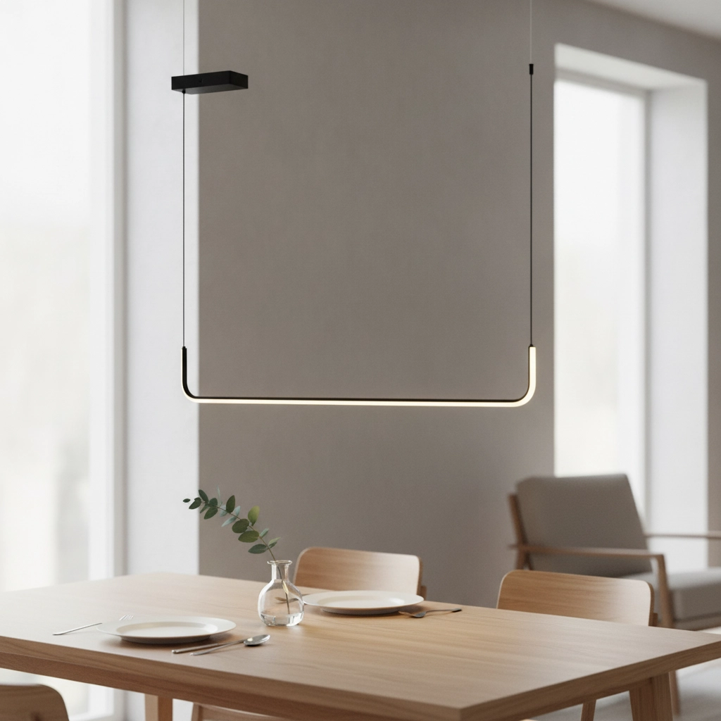 Sleek pendant lamp Strita black single