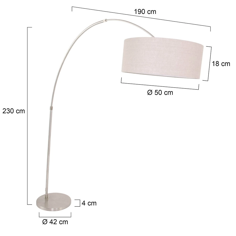 Arc lamp Gramineus 50 Stainless steel with leather brown hood Steinhauer 8712746118322