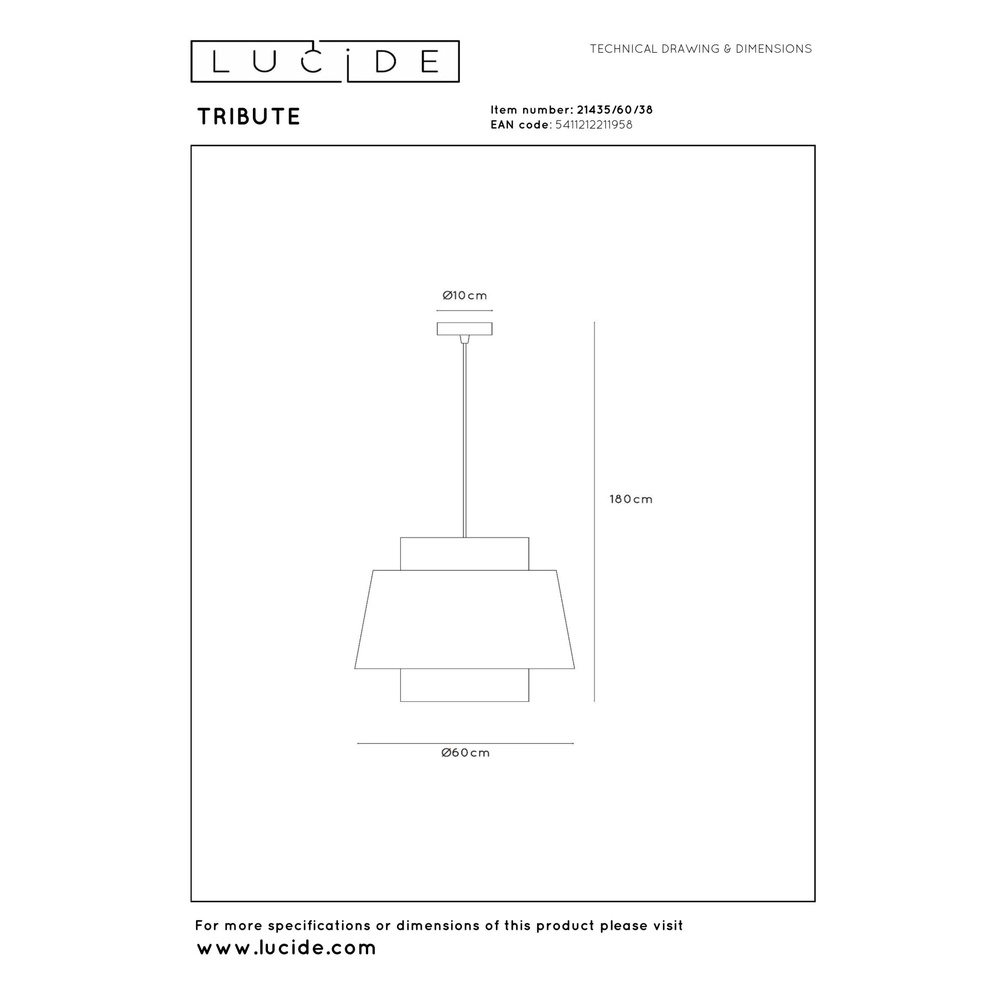 Pendant lamp Tribute Ø 60cm cream Lucide 5411212211958