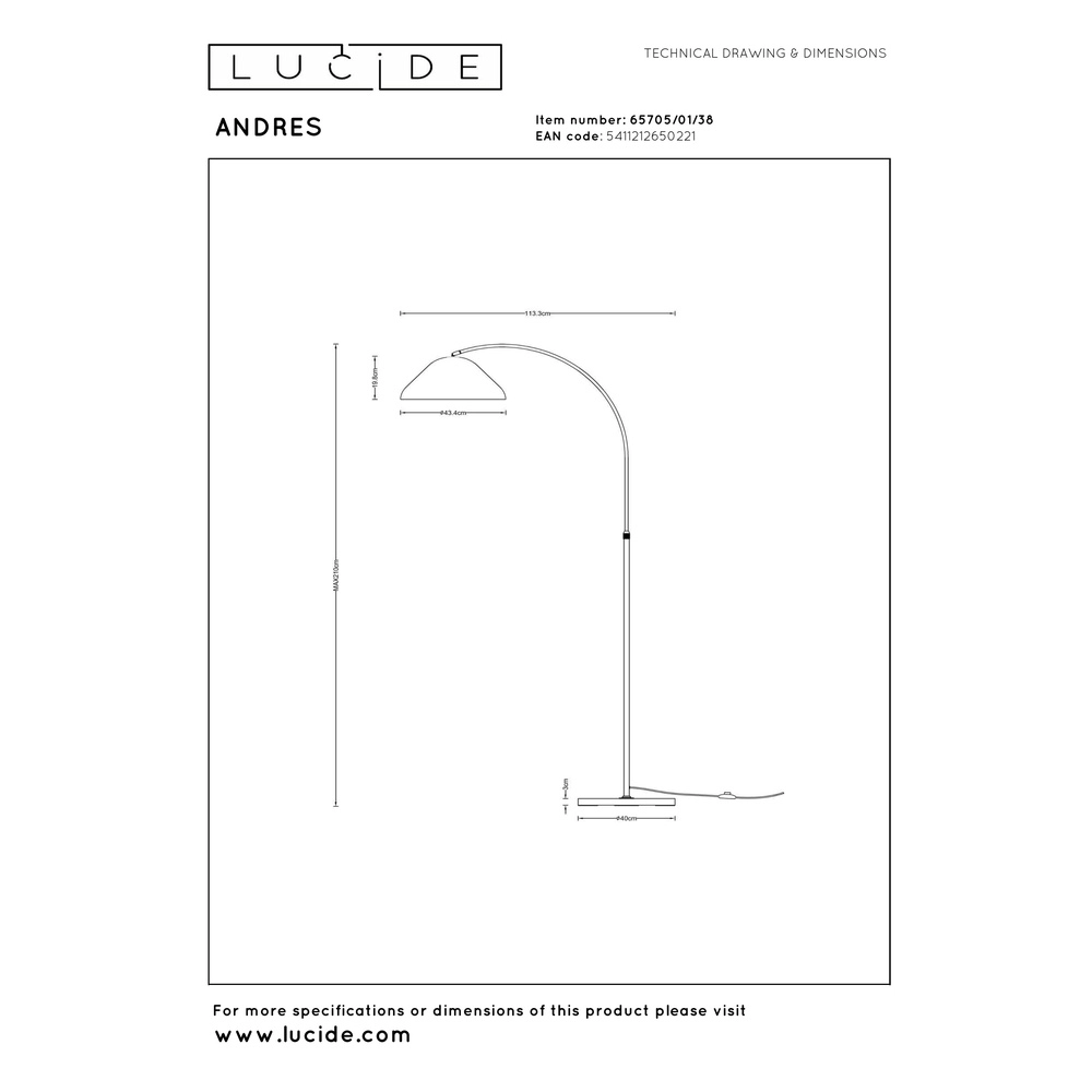 Floor lamp Andres cream Lucide Vibes 5411212650221