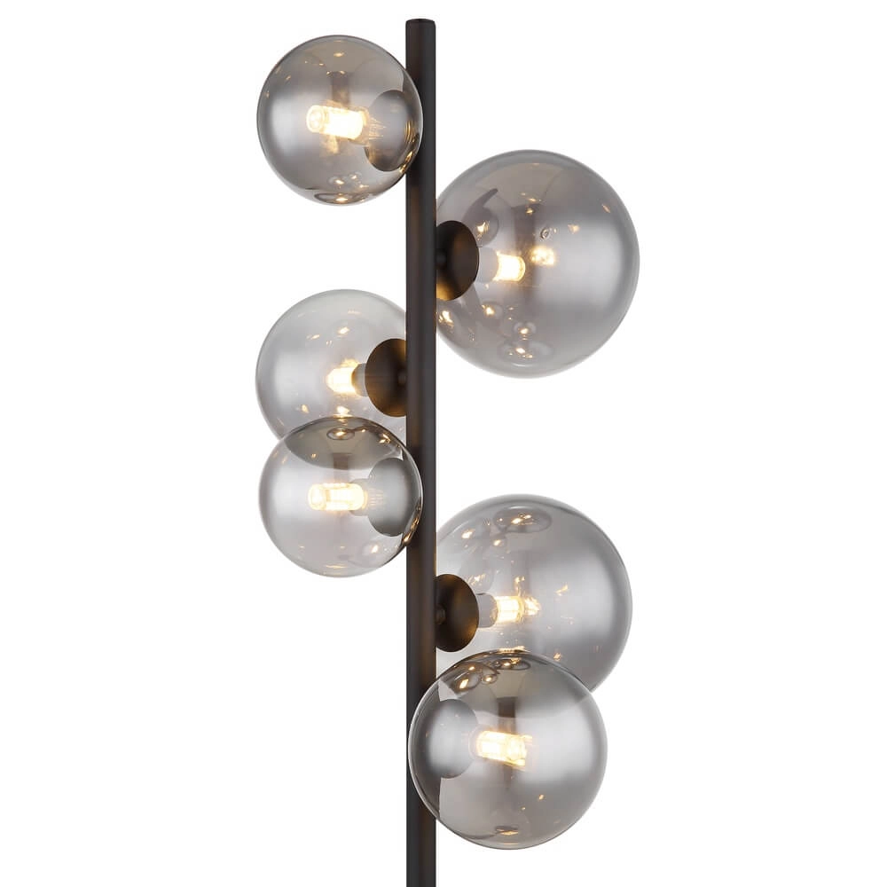 Black floor lamp Riha 6-light Globo 9007371417889