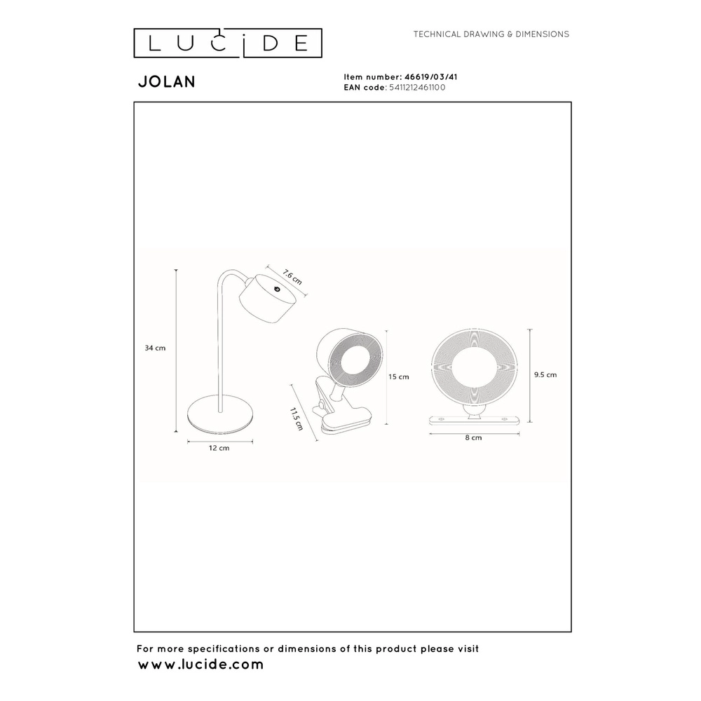 Rechargeable desk lamp Jolan taupe Lucide 5411212461100