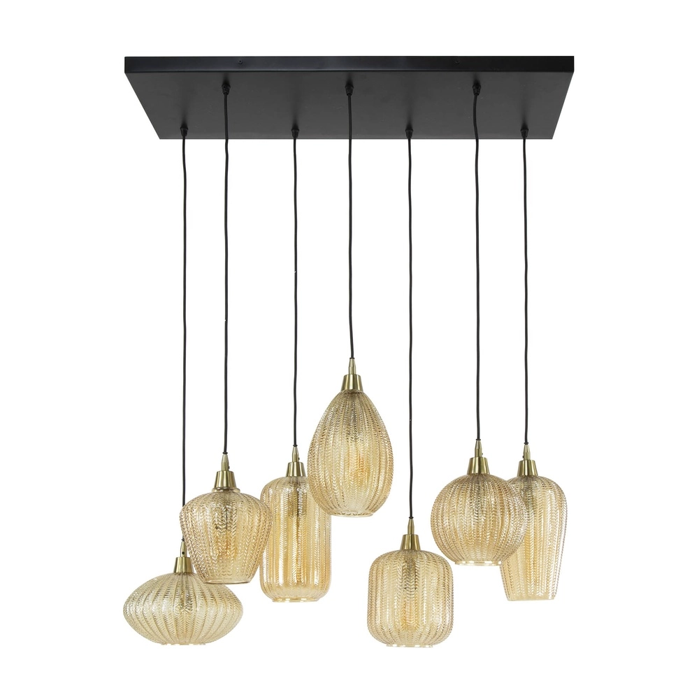 Dining room pendant lamp V-Shape 7-light - ribbed glass Lyora 8716803511149